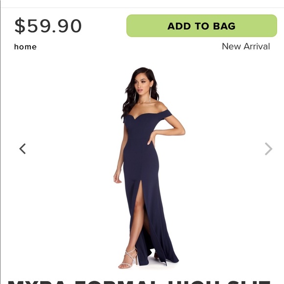 Navy blue off the shoulder dress - Picture 3 of 4